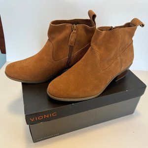 Women’s Vionic Vera Chestnut Suede Ankle Boots Size 8